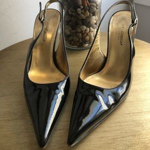 Dolce and gabbana black patent sling backs size 36